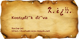 Kostyák Éva névjegykártya