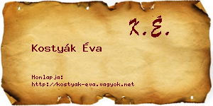 Kostyák Éva névjegykártya